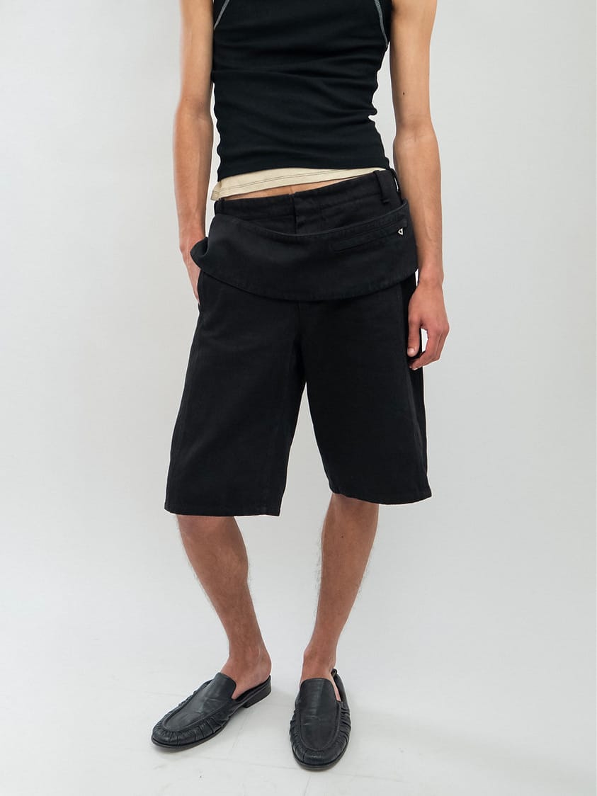 Sling Denim Shorts Black-René Scheibenbauer-APOC STORE