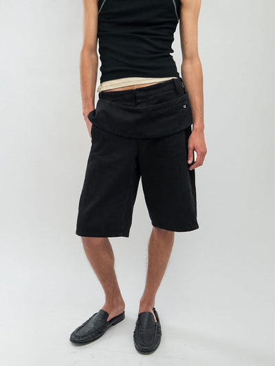 Sling Denim Shorts Black-René Scheibenbauer-APOC STORE