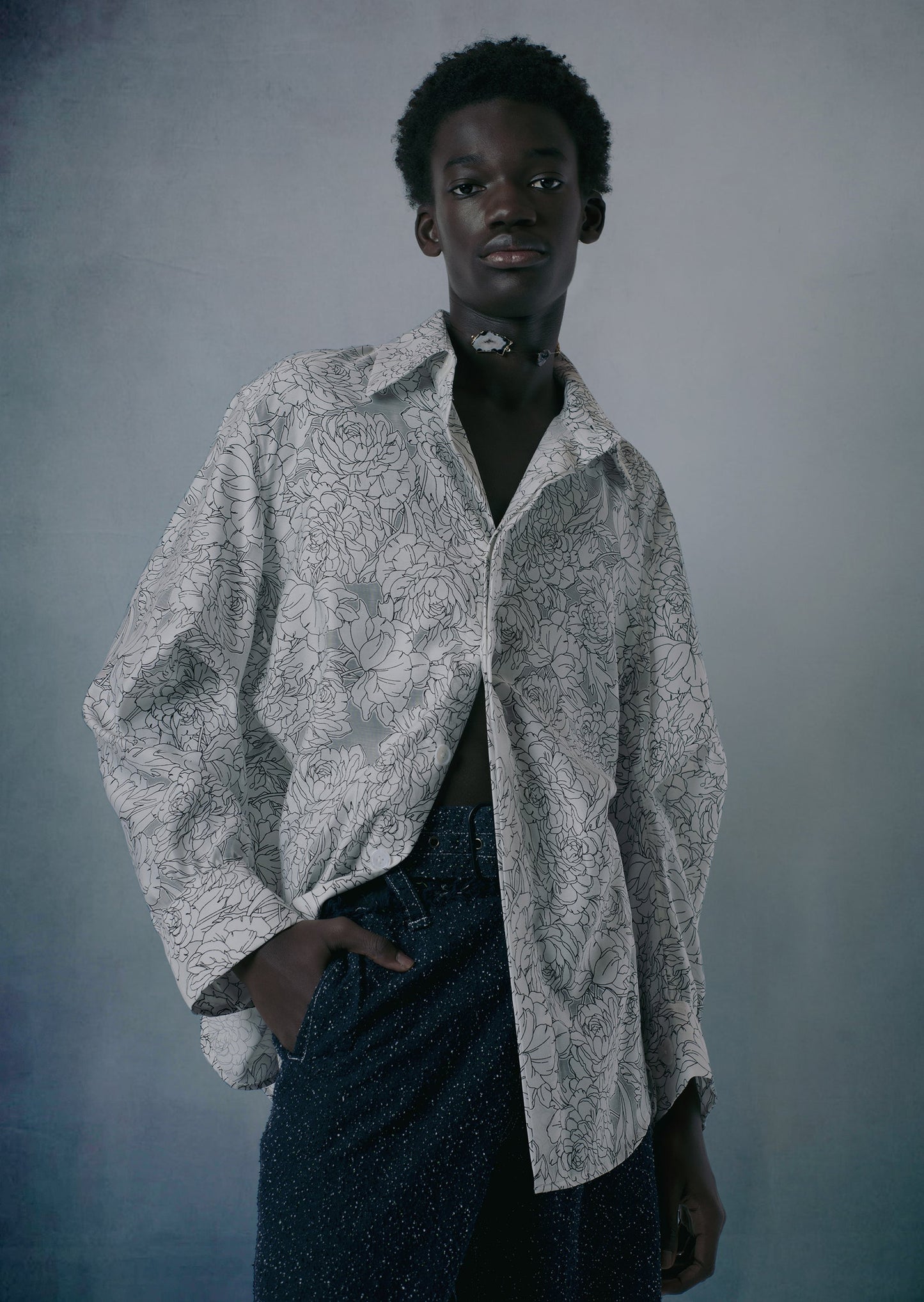 "DEVORÉ PEONIES" ORIGAMI SHIRT-KAWAkEY-APOC STORE