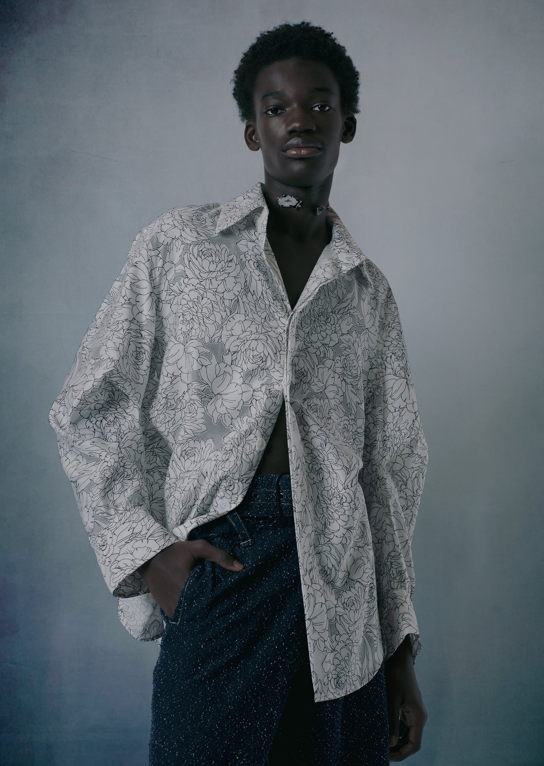 "DEVORÉ PEONIES" ORIGAMI SHIRT-KAWAkEY-APOC STORE