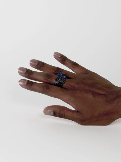 Textured Stacking Glass Rings 0124-Rain and Rivers-APOC STORE
