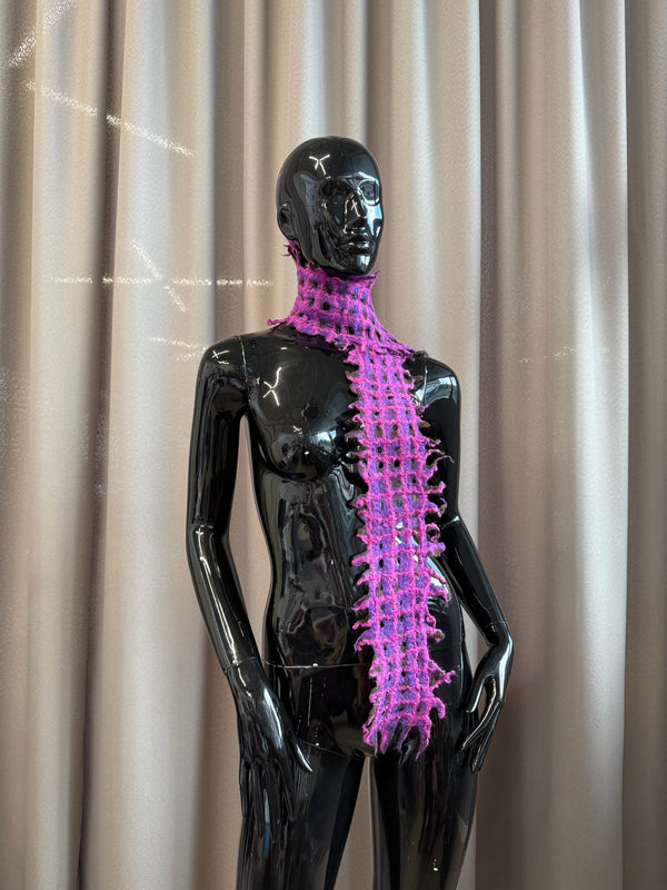 Felted scarf brown/pink long-TATi-APOC STORE