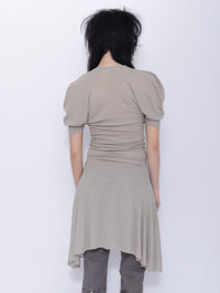 Dora Draped T-shirt Dress: Pale Grey-BJERSBORN-APOC STORE