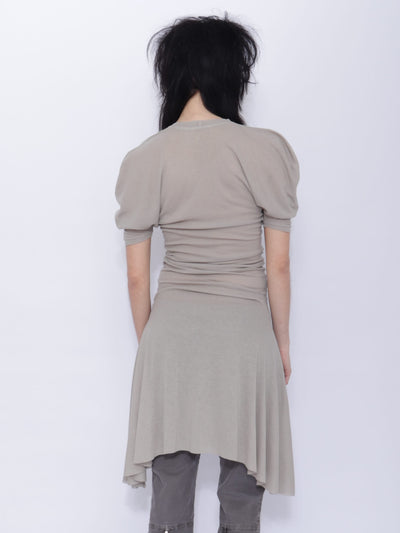 Dora Draped T-shirt Dress: Pale Grey-BJERSBORN-APOC STORE