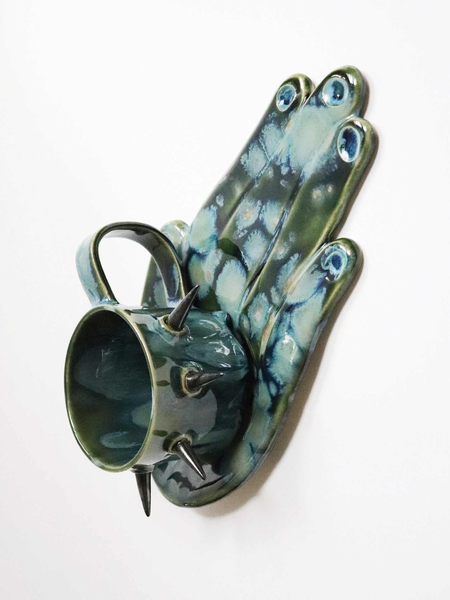 Hand-shaped Plate & Spiked Mug — Blue/Green-Naomi Gilon-APOC STORE