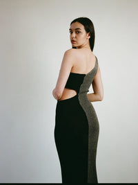 2 TONE CUT OUT RIBBED KNIT DRESS-Sania Parvez-APOC STORE