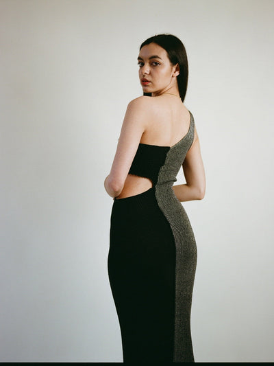 2 TONE CUT OUT RIBBED KNIT DRESS-Sania Parvez-APOC STORE
