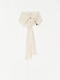 Button Work Cashmere Scarf 001 - Ivory-Taekh-APOC STORE