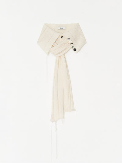 Button Work Cashmere Scarf 001 - Ivory-Taekh-APOC STORE