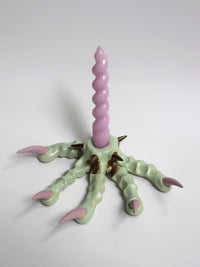 Mint green Paw Candlestick with Spikes-Naomi Gilon-APOC STORE