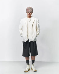 Glitched Summer Sleeve Tailored Jacket 001 _ White-Taekh-APOC STORE
