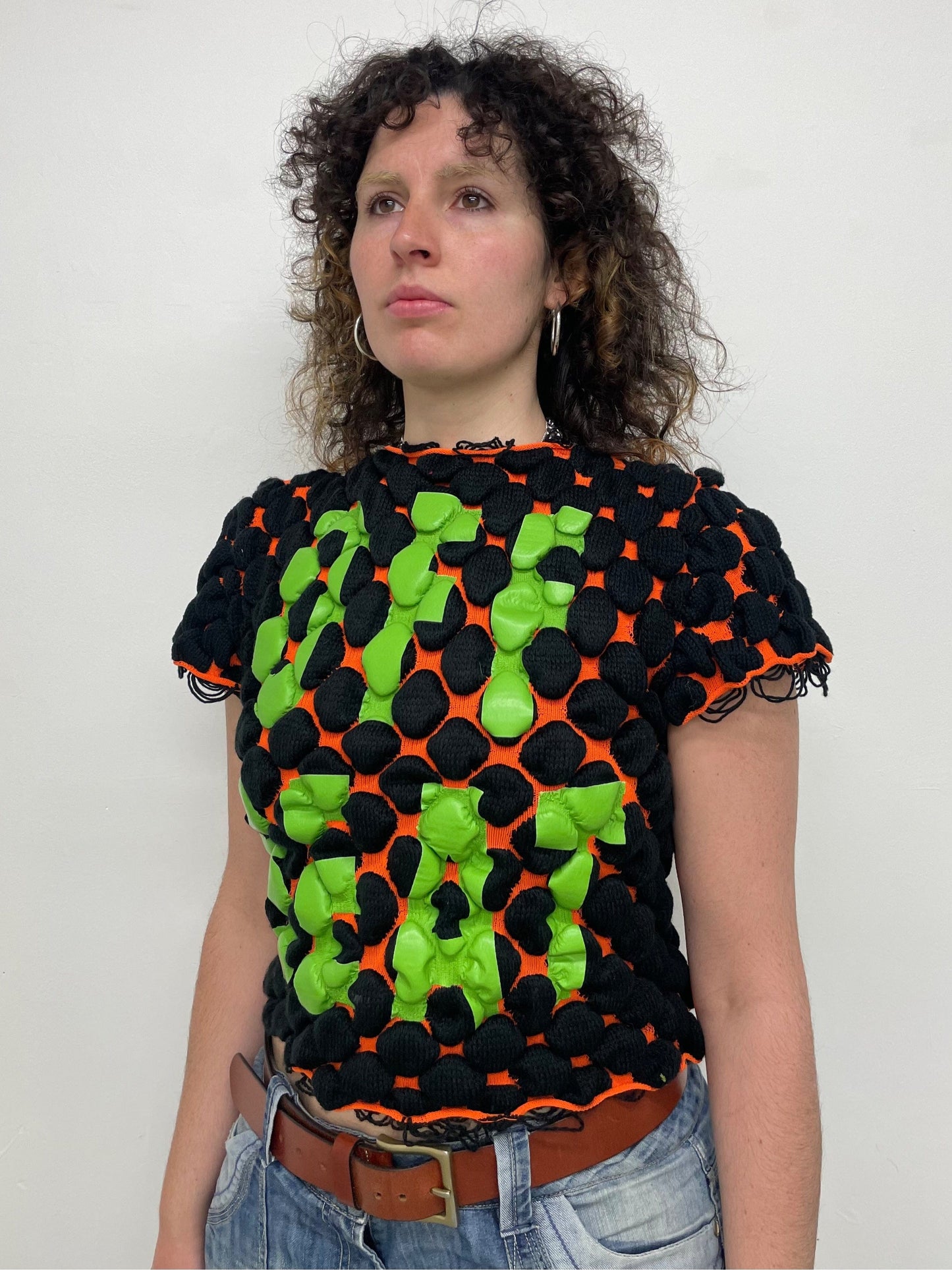 OFF BEAT Bubble Knit Tee-Scar Kennedy-APOC STORE