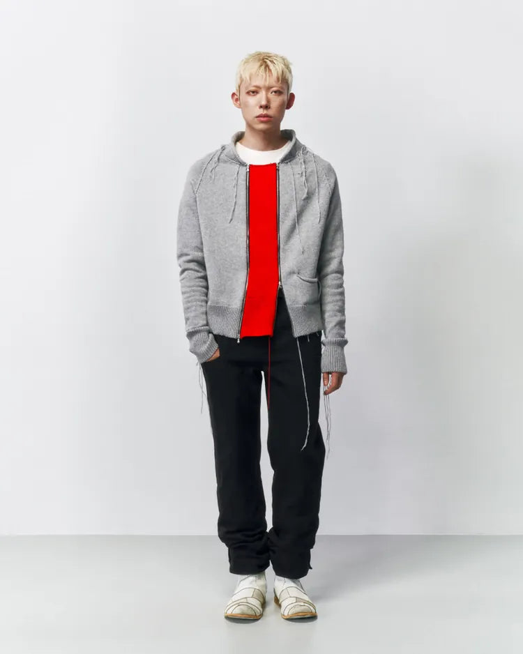 Double zip Cotton Cardigan 001 _ Gray-Taekh-APOC STORE