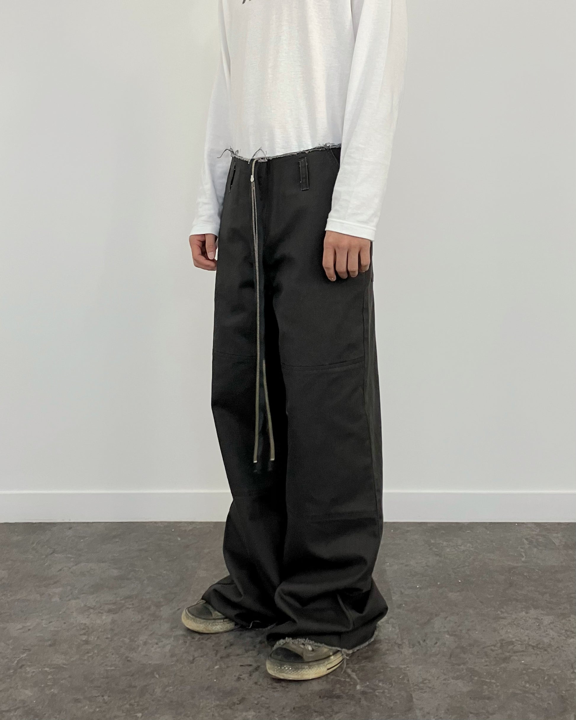 EXTENDED ZIP FLARE PANTS CHARCOAL-EGNARTS-APOC STORE