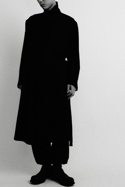 Black Wool Robe Coat-arc us arkus-APOC STORE