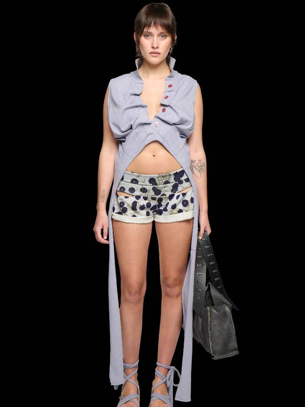 Backless Polo Shirt - Grey-Karlaidlaw-APOC STORE