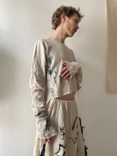 hythe linen top-Snake Divine-APOC STORE