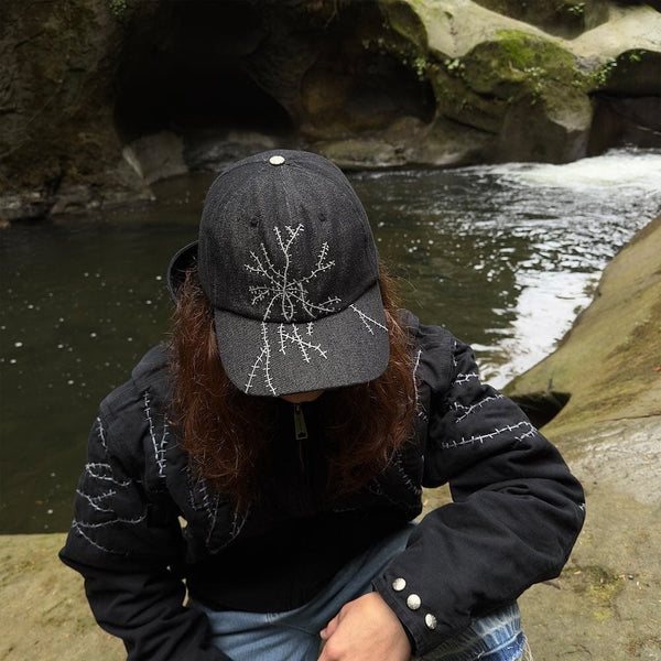 Denim Nerve Hat-Squiggles-APOC STORE