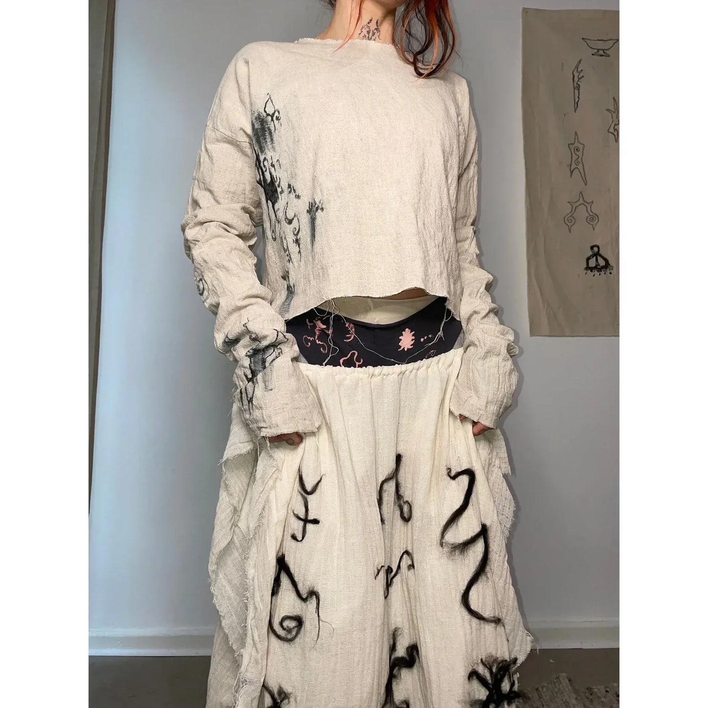 hythe linen top-Snake Divine-APOC STORE