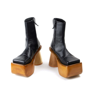 Amanda Boots Black Natural Heel-CRUDA-APOC STORE