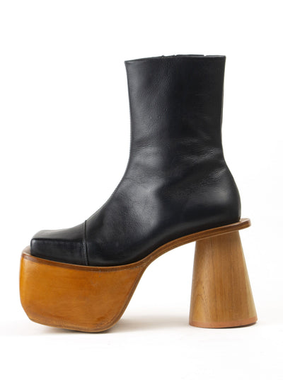 Amanda Boots Black Natural Heel-CRUDA-APOC STORE
