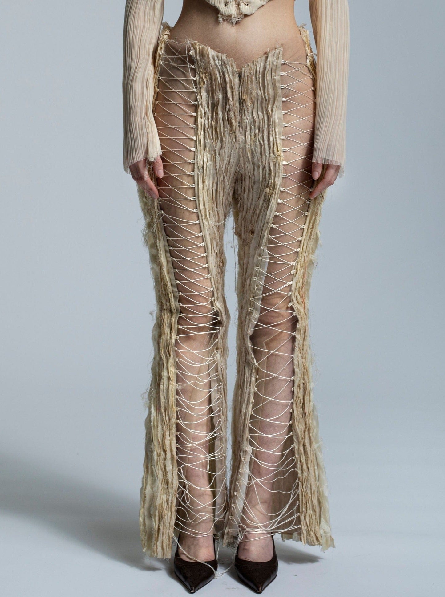 Lace Web Trousers-Gyouree Kim-APOC STORE