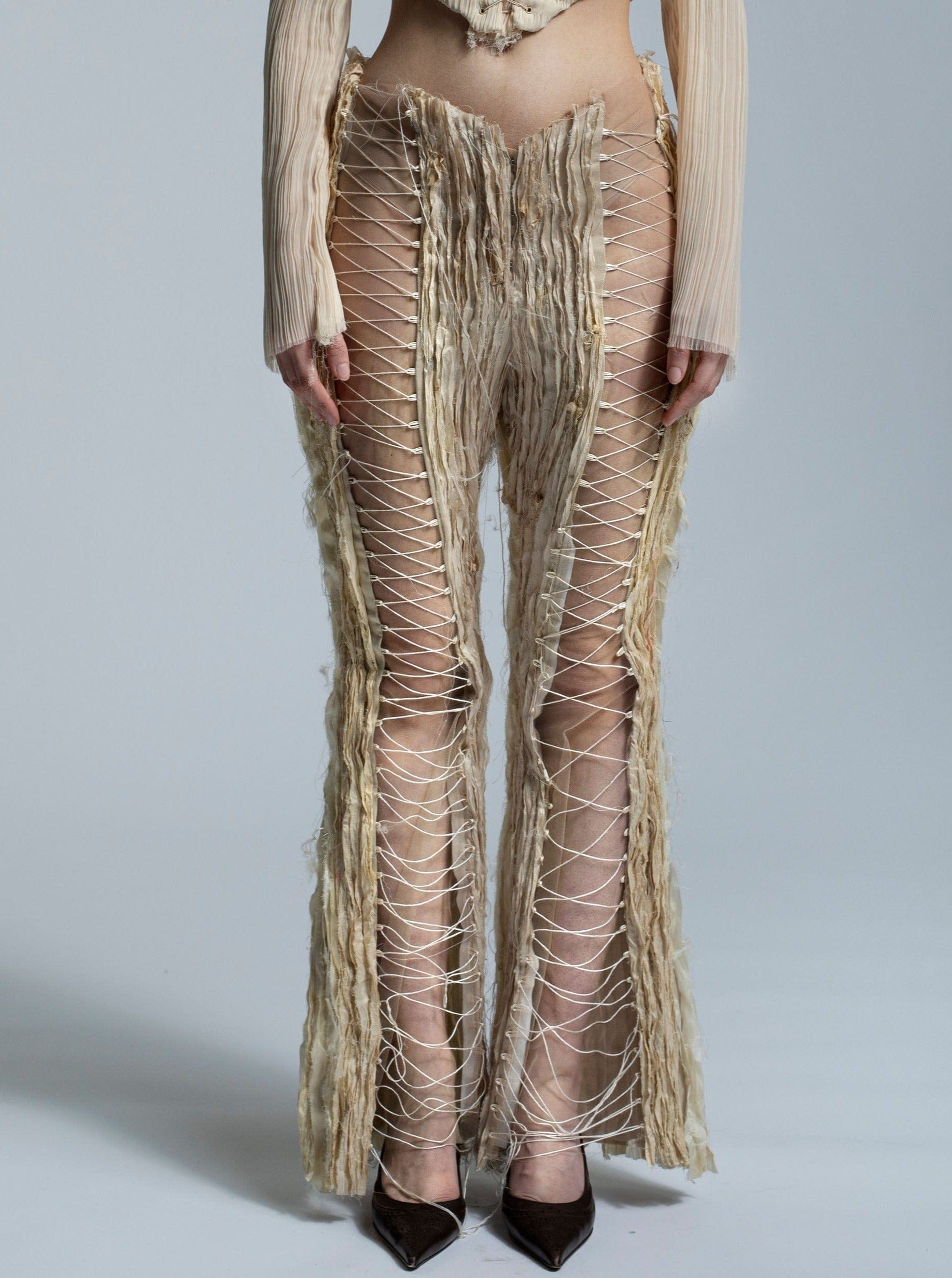 Lace Web Trousers-Gyouree Kim-APOC STORE