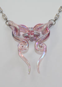 Iridescent Pink Bow Necklace-Emma Pryde-APOC STORE
