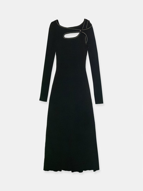 Score Knit Midi Dress Black-René Scheibenbauer-APOC STORE