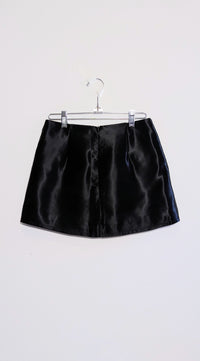 Black Satin Cat Mini Skirt-Kristin Mallison-APOC STORE