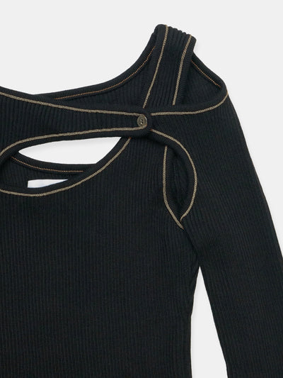 Score Knit Midi Dress Black-René Scheibenbauer-APOC STORE