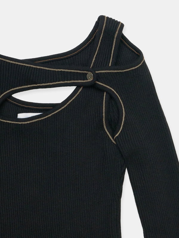 Score Knit Midi Dress Black-René Scheibenbauer-APOC STORE