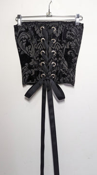 Black Floral Upholstery Corset-Kristin Mallison-APOC STORE