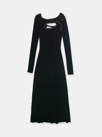 Score Knit Midi Dress Black-René Scheibenbauer-APOC STORE