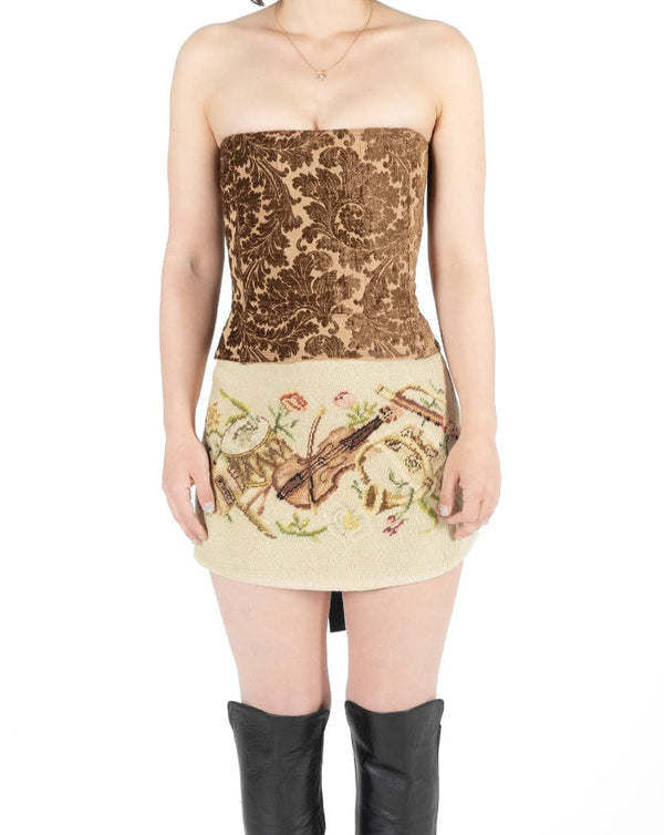 Brown Floral Upholstery Corset-Kristin Mallison-APOC STORE