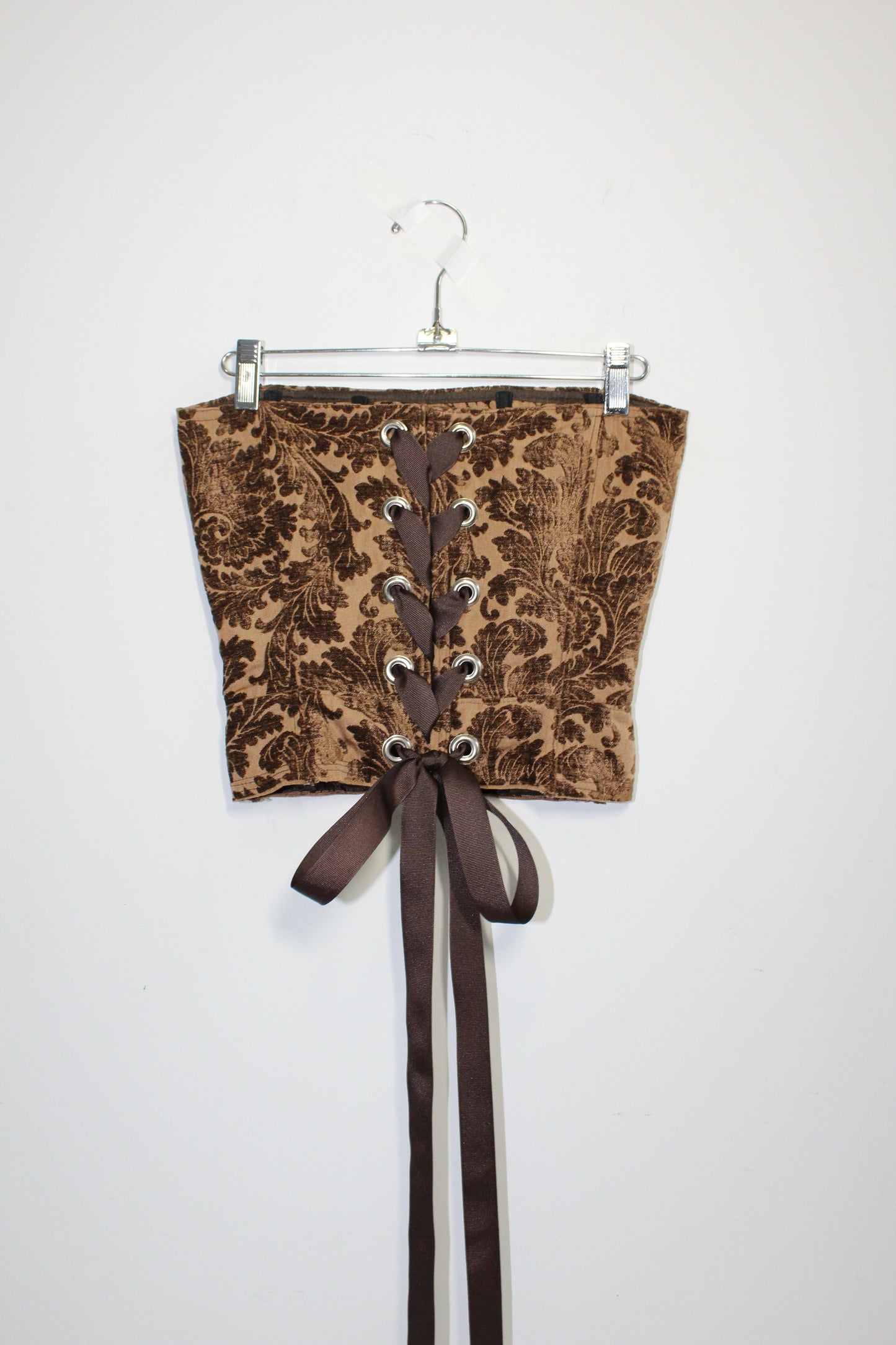 Brown Floral Upholstery Corset-Kristin Mallison-APOC STORE