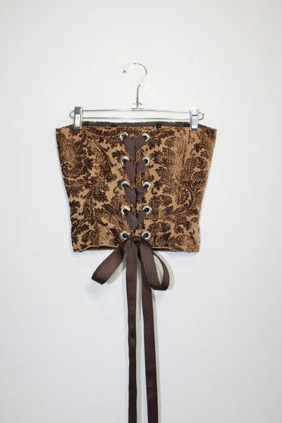 Brown Floral Upholstery Corset-Kristin Mallison-APOC STORE