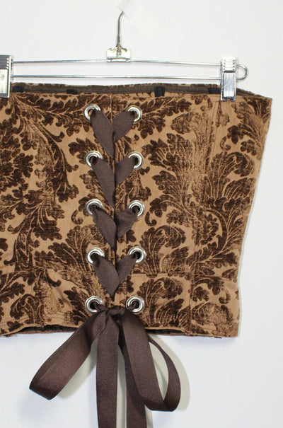 Brown Floral Upholstery Corset-Kristin Mallison-APOC STORE