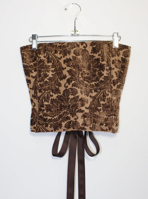 Brown Floral Upholstery Corset-Kristin Mallison-APOC STORE