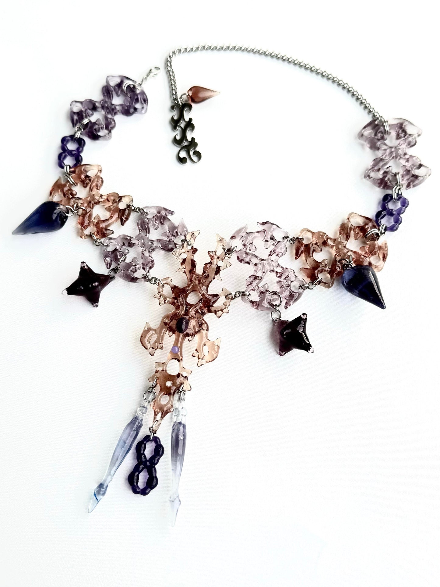 Sugar Hair Bone Necklace Brown Lilac-886lab-APOC STORE