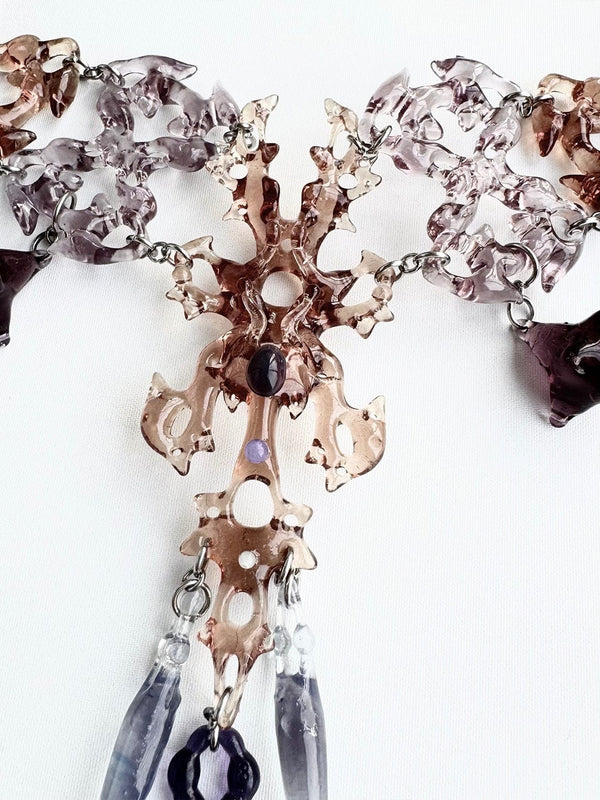 Sugar Hair Bone Necklace Brown Lilac-886lab-APOC STORE