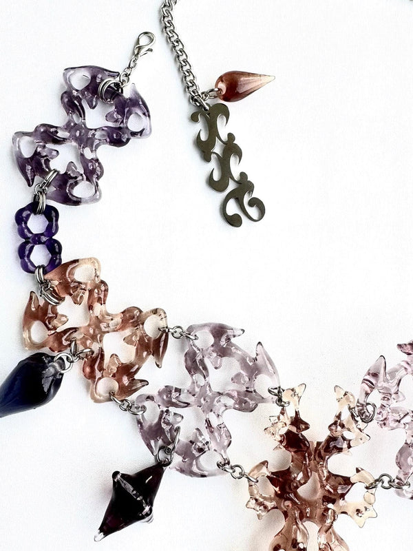 Sugar Hair Bone Necklace Brown Lilac-886lab-APOC STORE