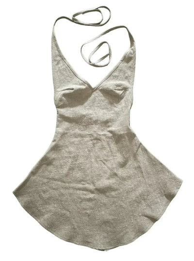 enigma linen dress plain-Snake Divine-APOC STORE