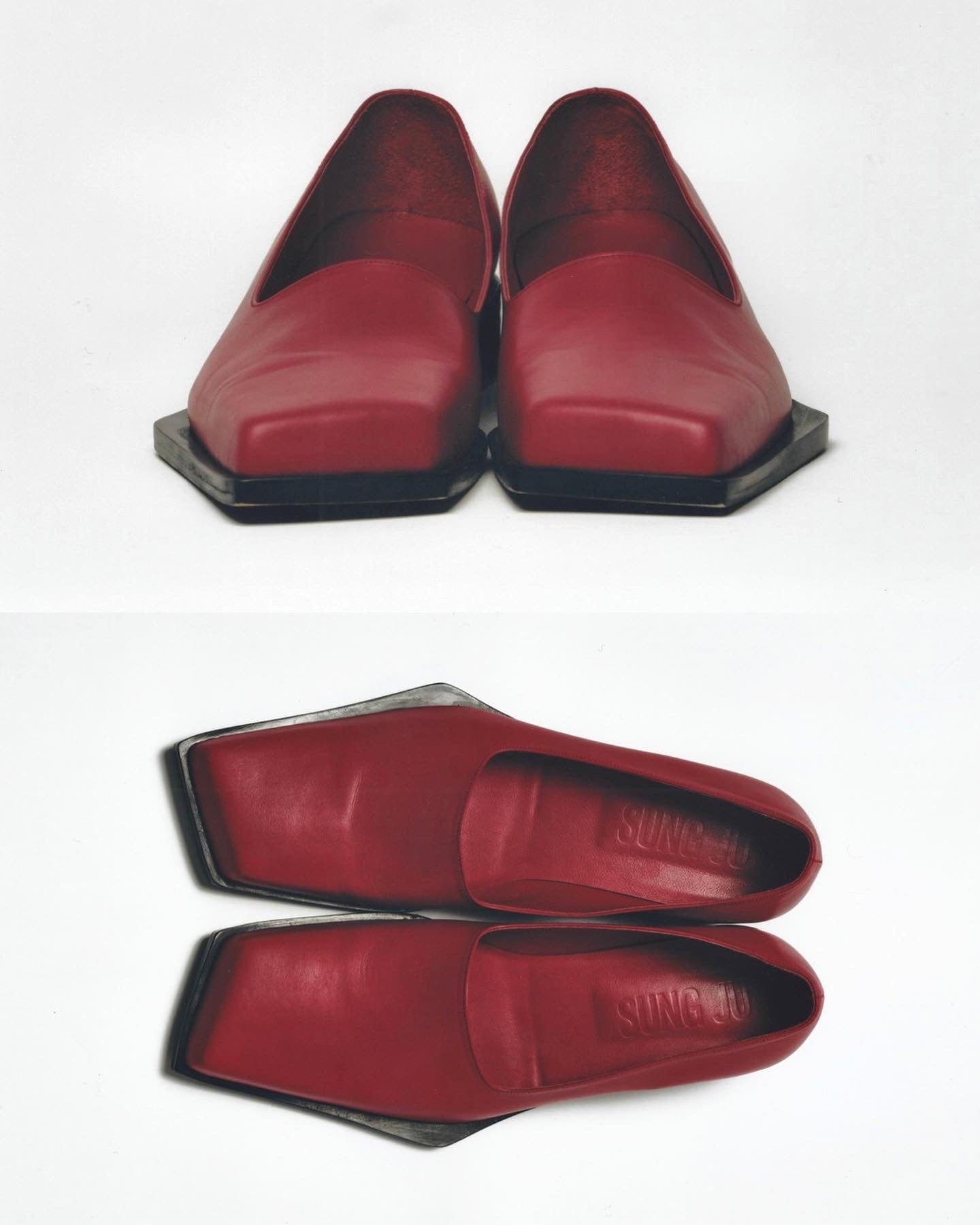 Red slashed loafers-Sung Ju-APOC STORE