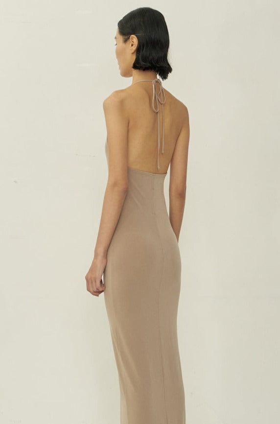 Nude Skinny Apron Maxi Dress-arc us arkus-APOC STORE