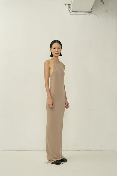 Nude Skinny Apron Maxi Dress-arc us arkus-APOC STORE