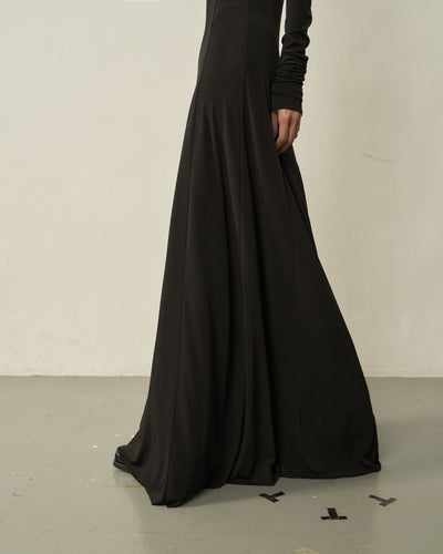 Black Maxi Flared Dress-arc us arkus-APOC STORE