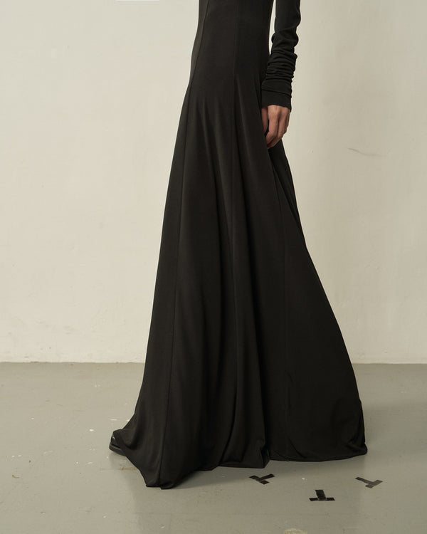 Black Maxi Flared Dress-arc us arkus-APOC STORE