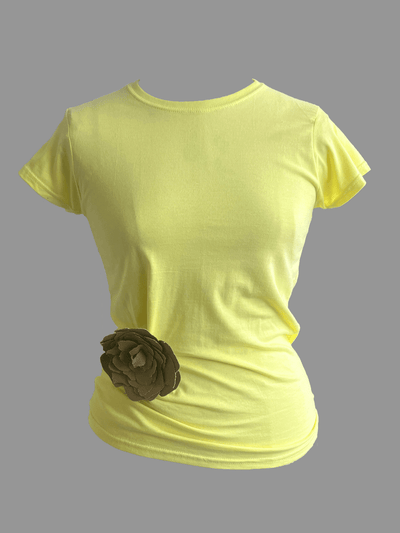 COIN BABY TEE WITH ROSE light yellow-Mainline:RUS/Fr.CA/DE-APOC STORE