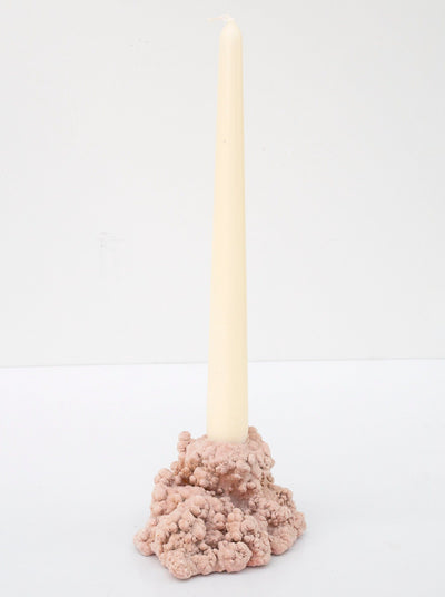 1 of 1 Cauliflower calcite candle holder small pink-Elissa Lacoste-APOC STORE